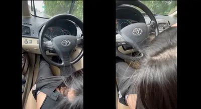 Người yêu mưa thích liếm mút trên xe ô tô